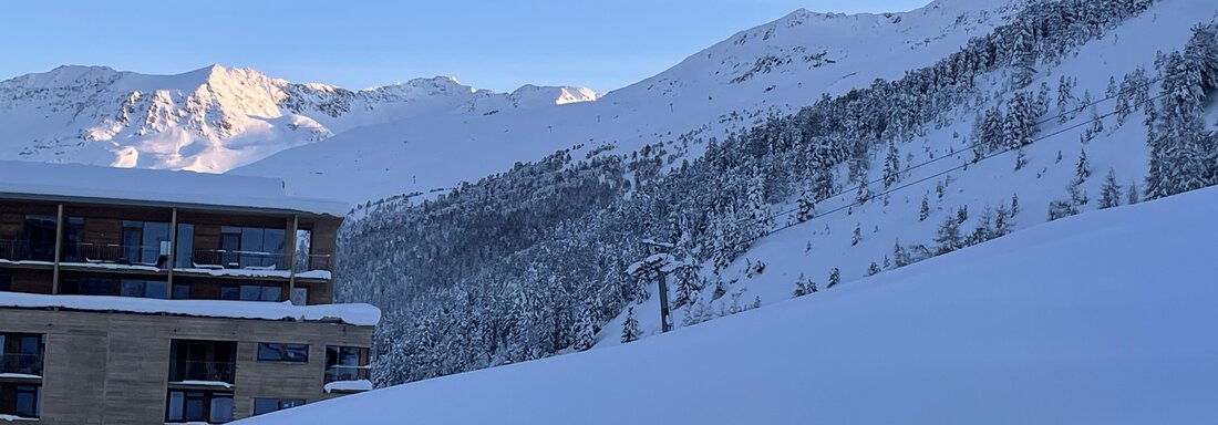 Blick vom Schlafzimmer - Haus Verwall Appartements - Obergurgl 