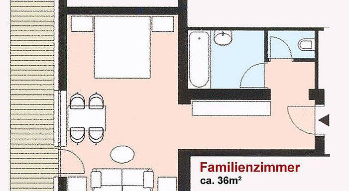 Skizze Familienzimmer - Haus Wendlhof - Obergurgl 