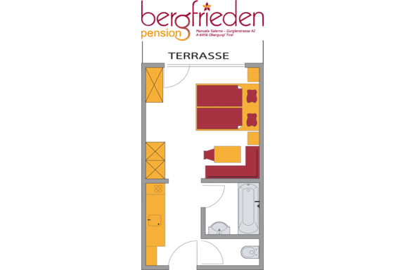 Grundriss Appartement für 2 Personen - Pension Bergfrieden - Obergurgl 